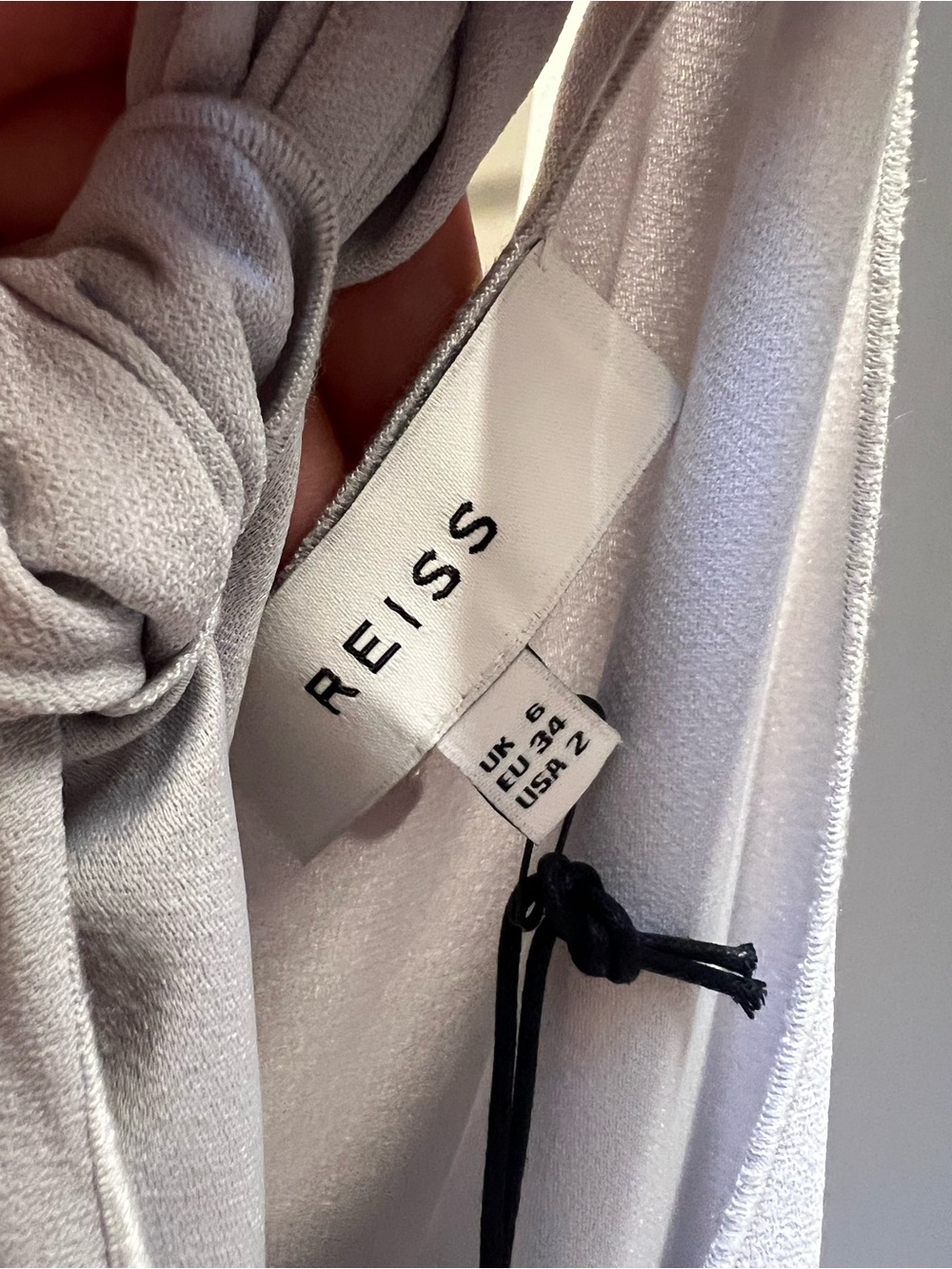 Reiss One-Shoulder Knot-Drape Dress in Light Gray - Picture 3 of 4
